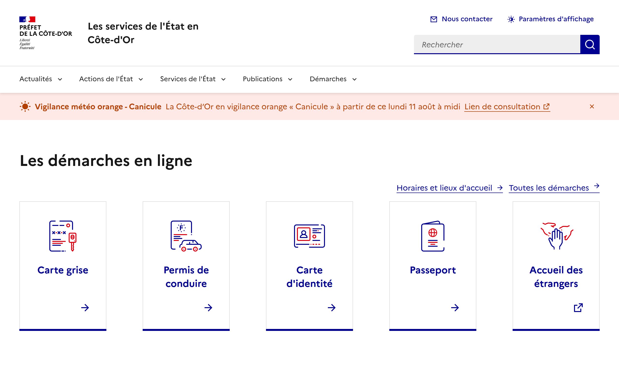 Copie d'écran de https://www.cote-dor.gouv.fr