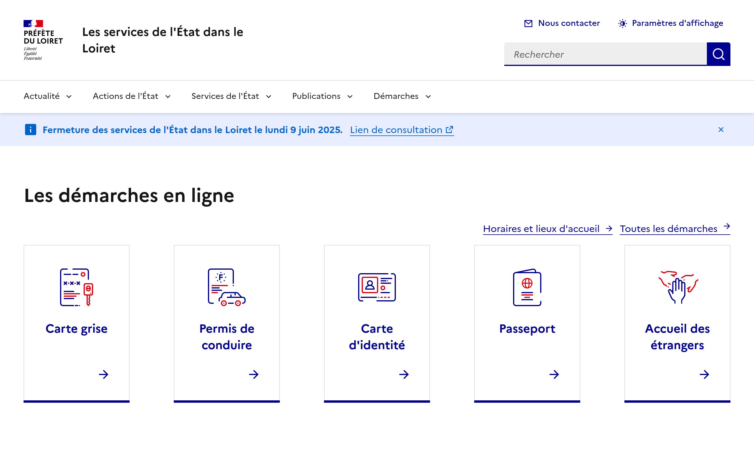 Copie d'écran de https://www.loiret.gouv.fr