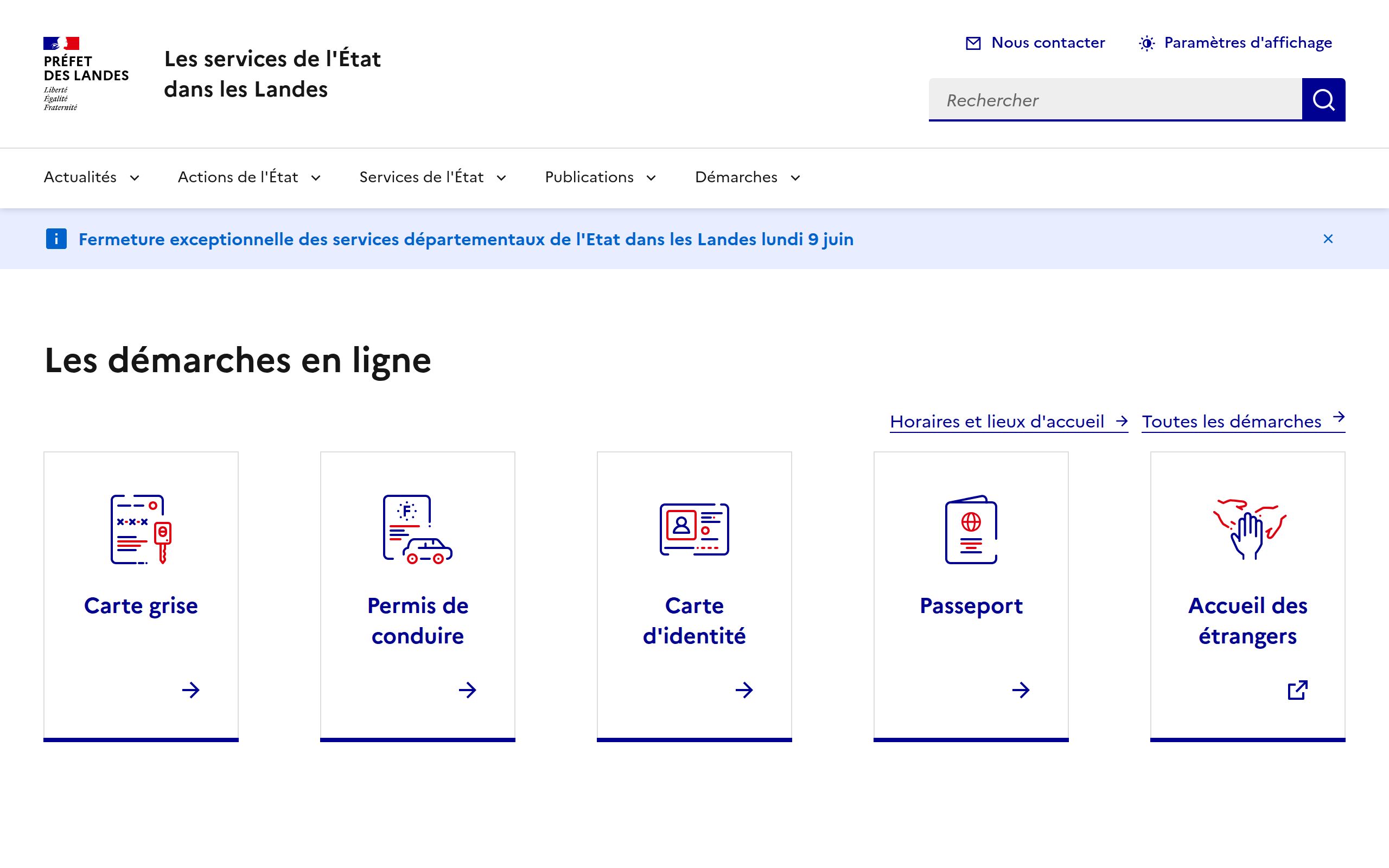 Copie d'écran de https://www.landes.gouv.fr