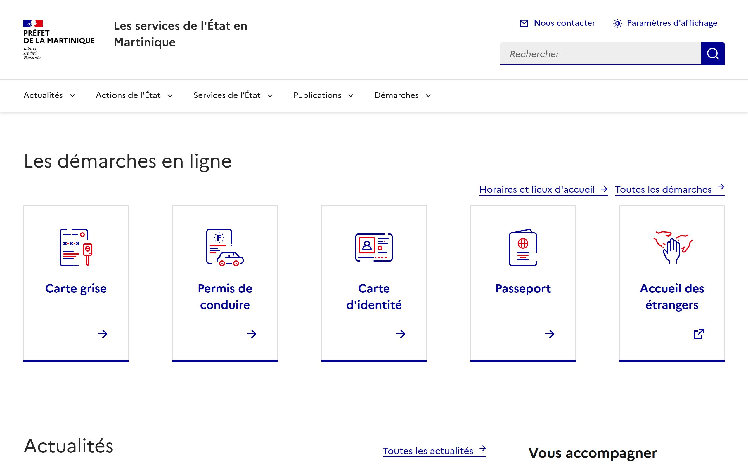 Copie d'écran de https://www.martinique.gouv.fr