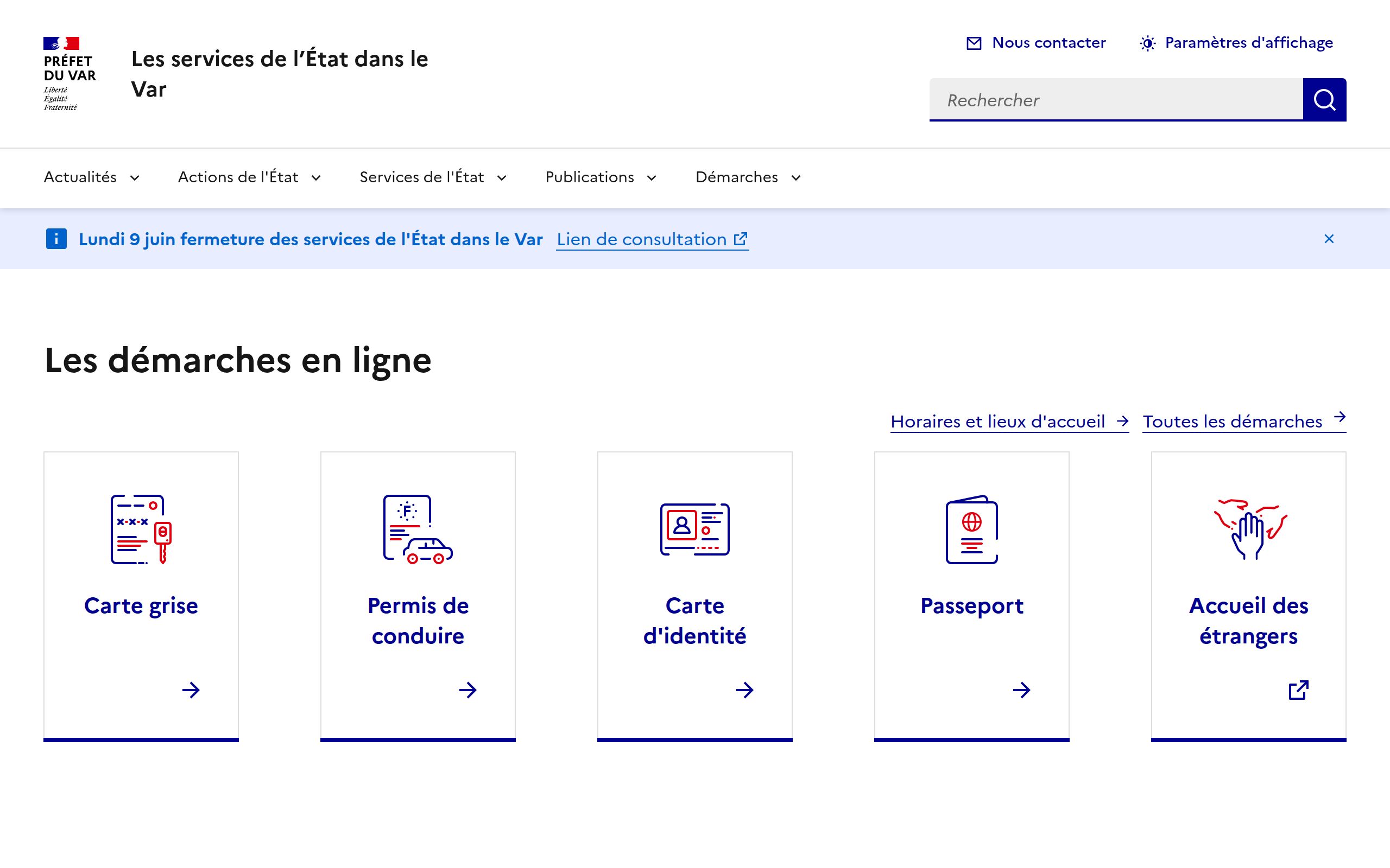 Copie d'écran de https://www.var.gouv.fr/