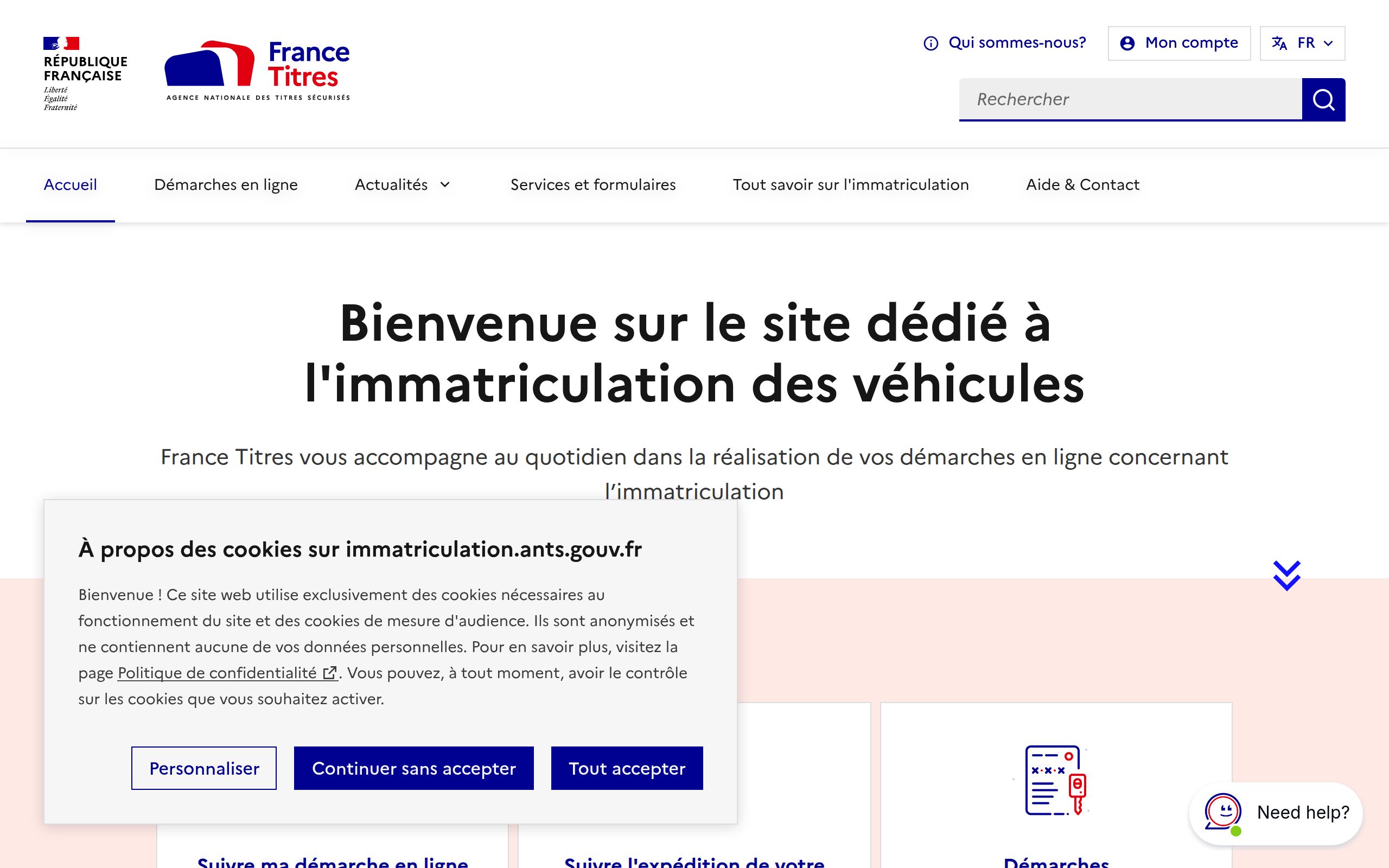 Copie d'écran de https://immatriculation.ants.gouv.fr/