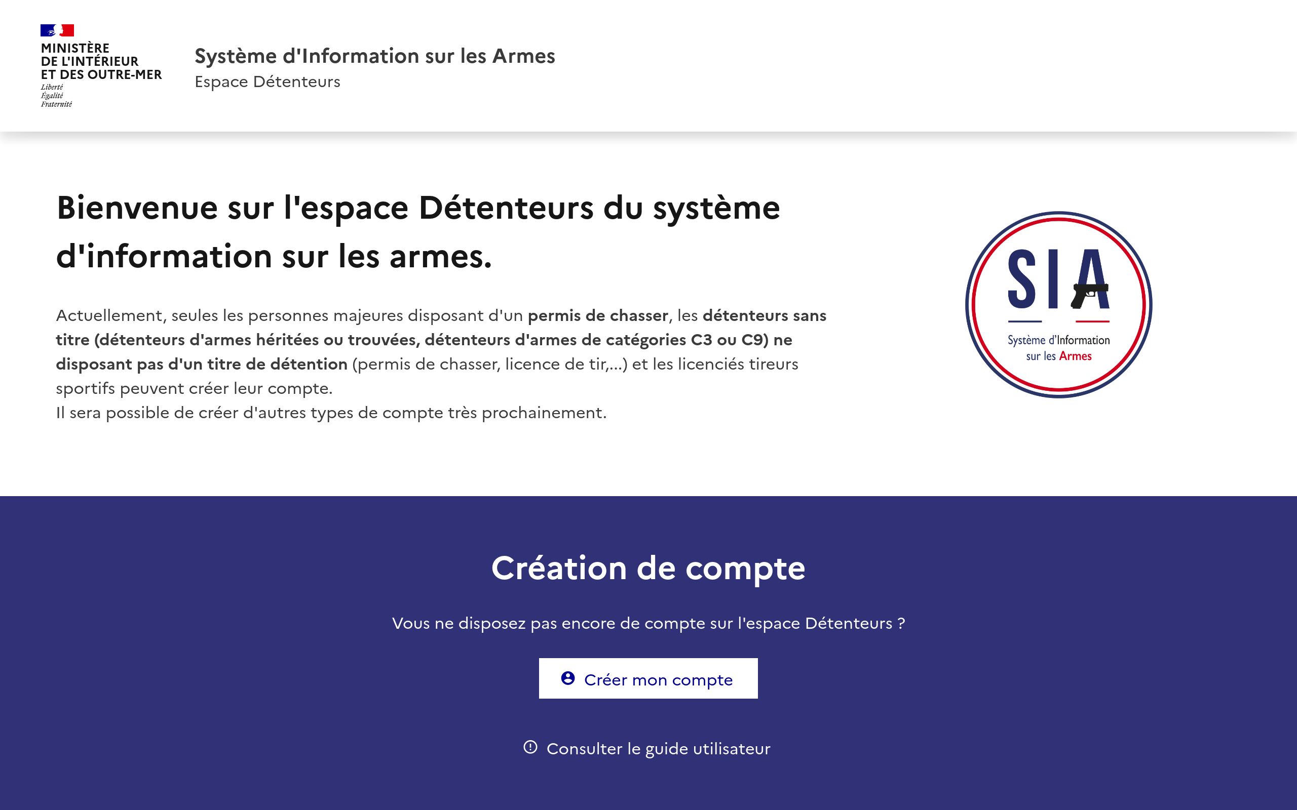 Copie d'écran de https://sia.detenteurs.interieur.gouv.fr